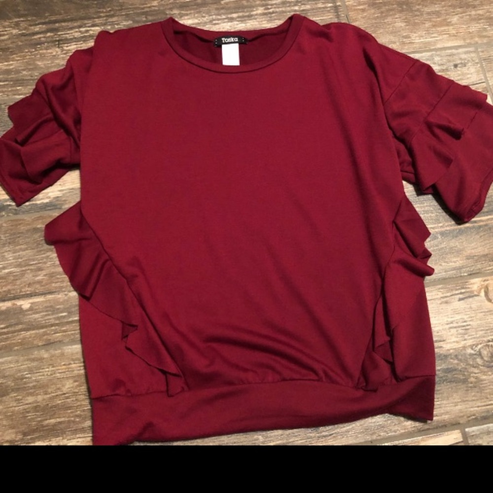 Maroon ruffle top